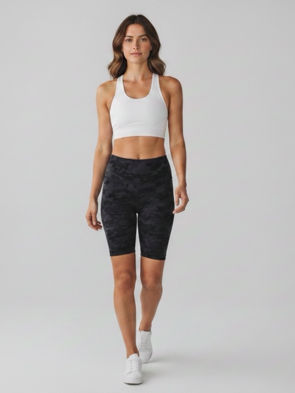 NWOT / Lululemon Super High Rise 10” Length Black Camo Bike Shorts / Sz 10